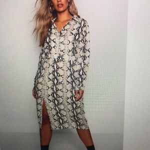 Snake skin print dress with slits